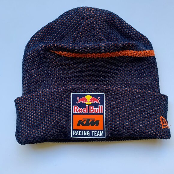 Red Bull KTM Racing Team Beanie Hat New Era Official Licensed Orange Navy Knit - Picture 1 of 5